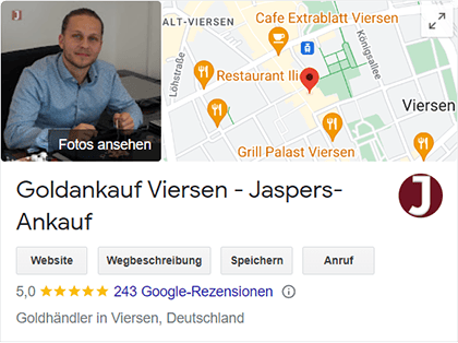 Das Google Profil von Goldankauf Viersen - JASPERS-Ankauf.